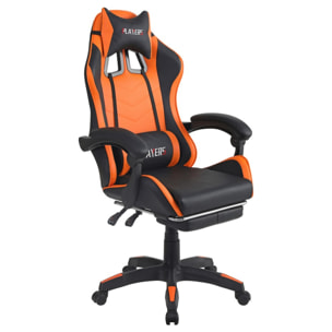Sedia gamer reclinabile con poggiapiedi arancione