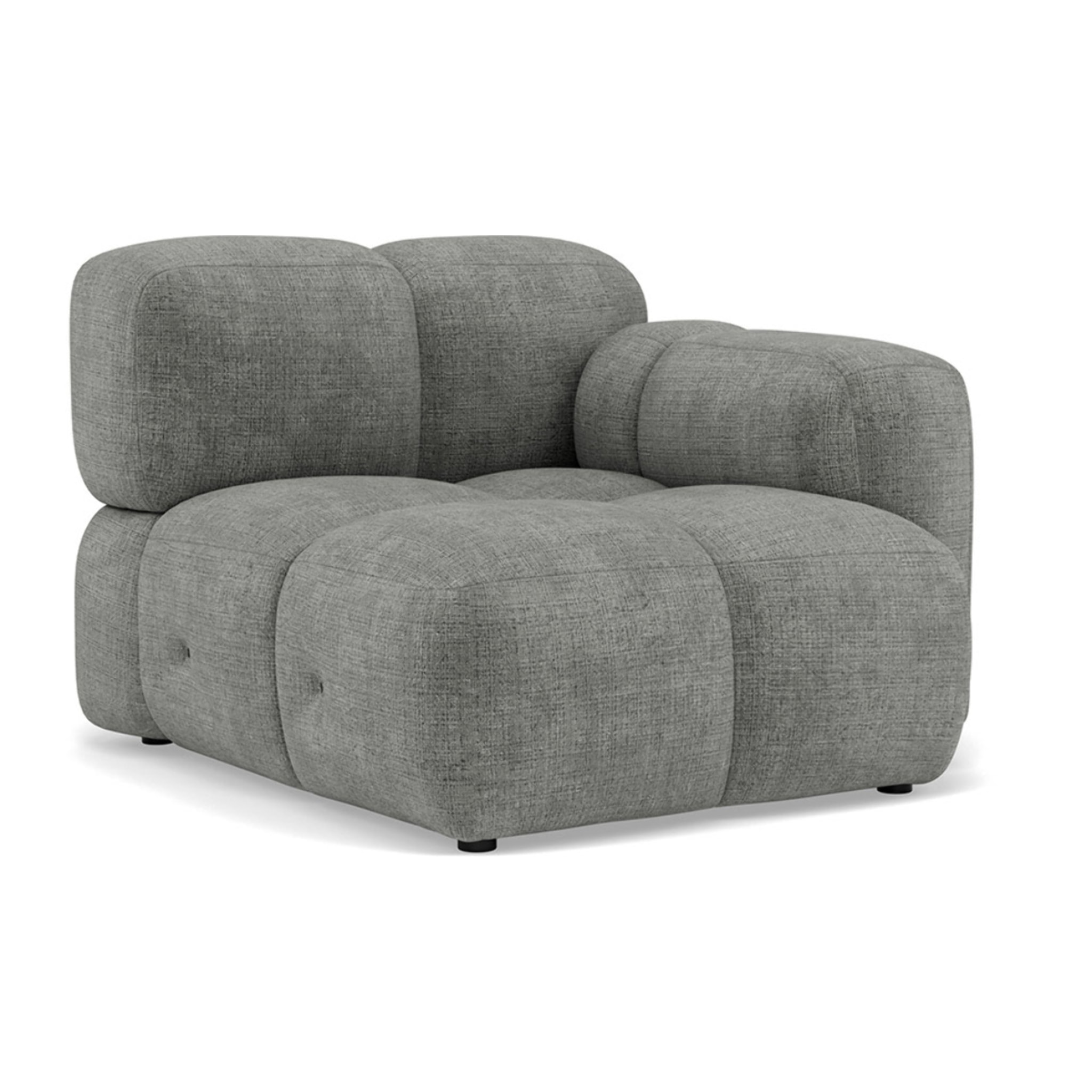 Grace - module d'assise droit en velours texturé - Gris
