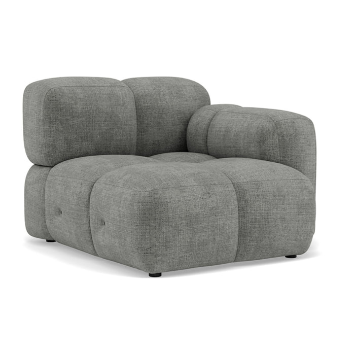 Grace - module d'assise droit en velours texturé - Gris