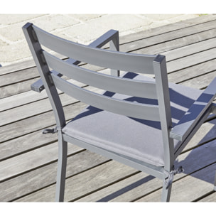 PELOSA - Fauteuil de jardin empilable en aluminium gris anthracite