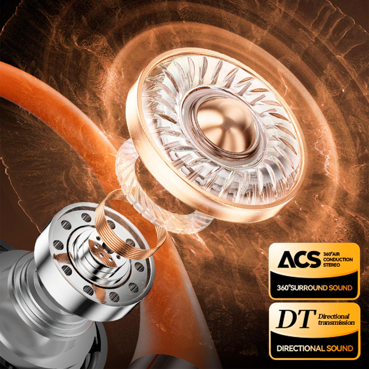 M113 Auriculares BT. Aitranslate con sonido ACS 360º, sonido direccional. Traductor con app 144 idiomas.