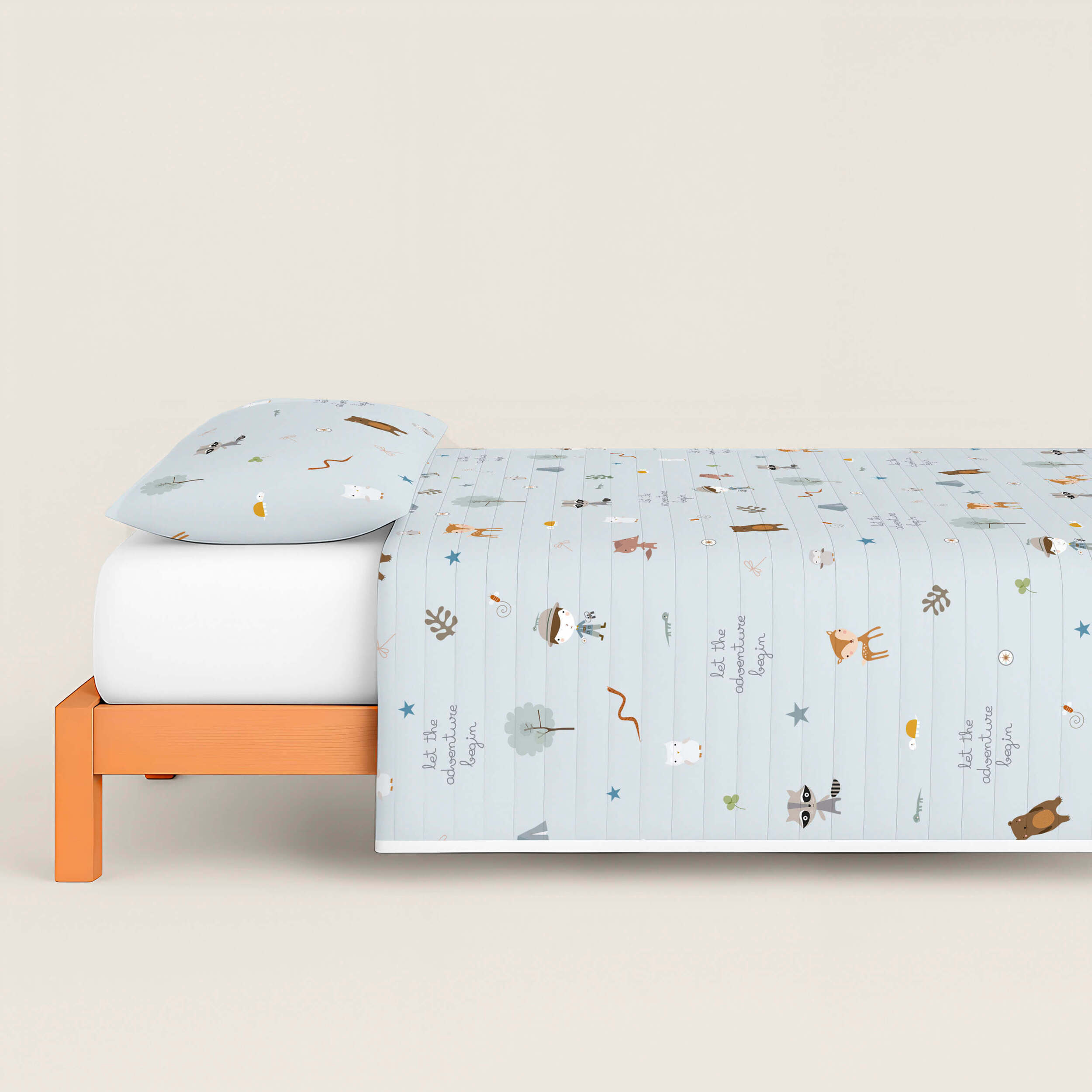 Colcha Bouti Estampada - Reversible - Infantil - 100% Algodón - 70 gr/m² - Aventura Bosque