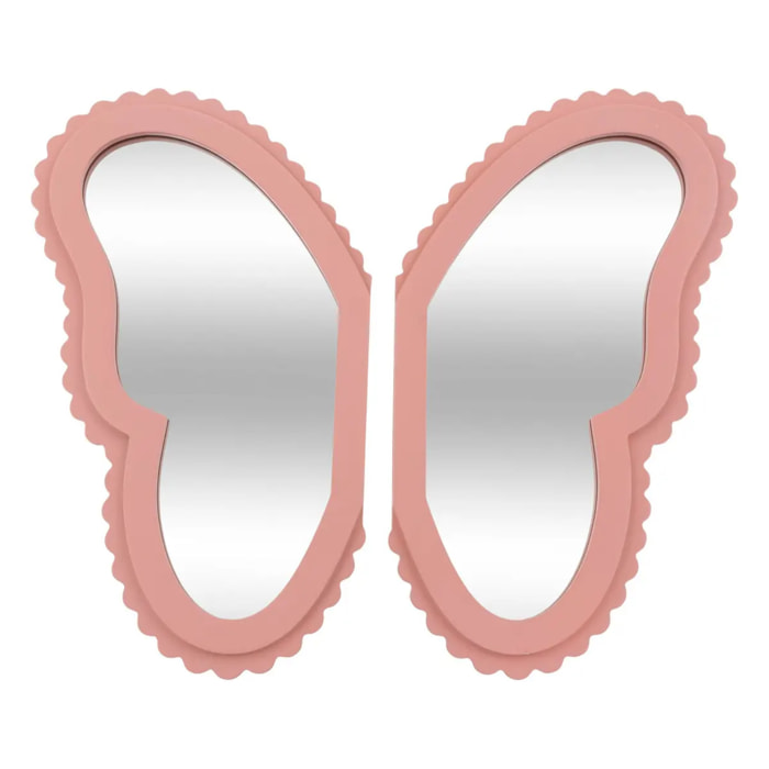 2 miroirs enfant papillon "Anna" rose 37x19cm