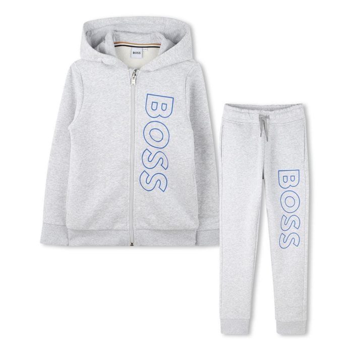 Boss - Conjunto de sudadera con cremallera + pantalón jogger - gris jaspeado