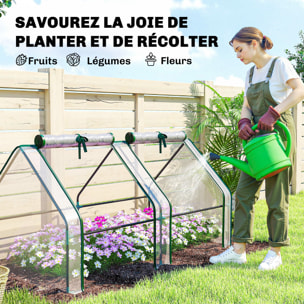 Mini serre de jardin serre à tomates 180L x 90l x 90H cm acier PE haute densité 140 g/m² anti-UV 2 fenêtres avec zip enroulables transparent