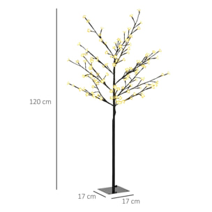 Luz de Árbol de Cerezo con 120 Luces LED IP44 Blanco Cálido Lámpara Decorativa de Flor de Cerezo con Ramas Flexibles para Salón Fiestas Interiores 17x17x120 cm Negro