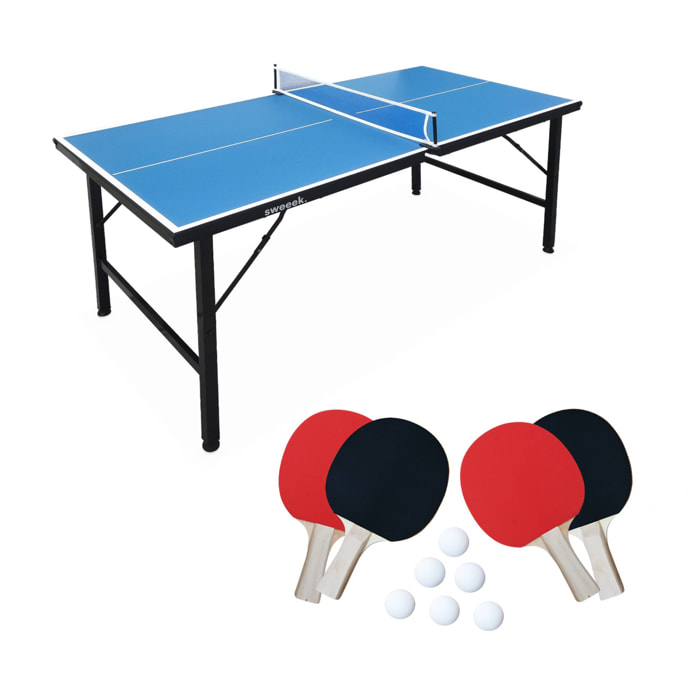 Mini table de ping pong intérieure pliante avec 4 raquettes et 6 balles MINI TABLE DE PING PONG INTÉRIEURE + RAQUETTES