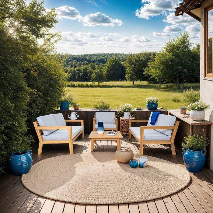 Salon de jardin 5 places en bois FSC - PALAU