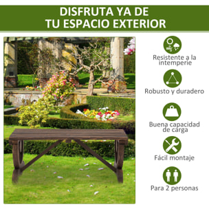 Banco de Jardín de 2 Plazas Banco de Madera con Ruedas Decorativas Estilo Rústico Carga 250 kg para Patio Terraza Balcón 98x50x39,5 cm Carbonizado