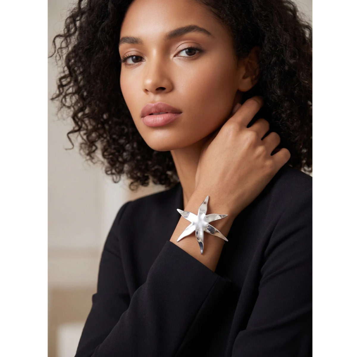 Brazalete estrella XXL laton plata 10µ