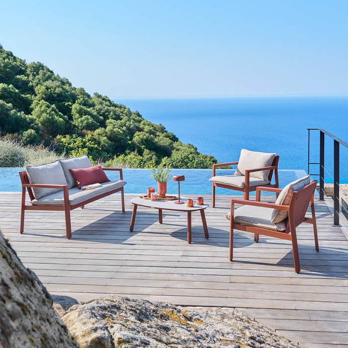 Salon de jardin Flovia 4 places acajou