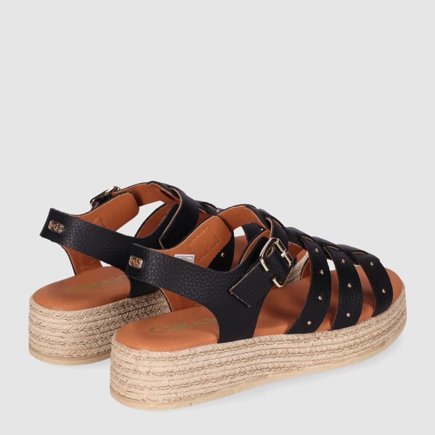 Sandalias de Serraje - Negro - Tacón: 5 cm