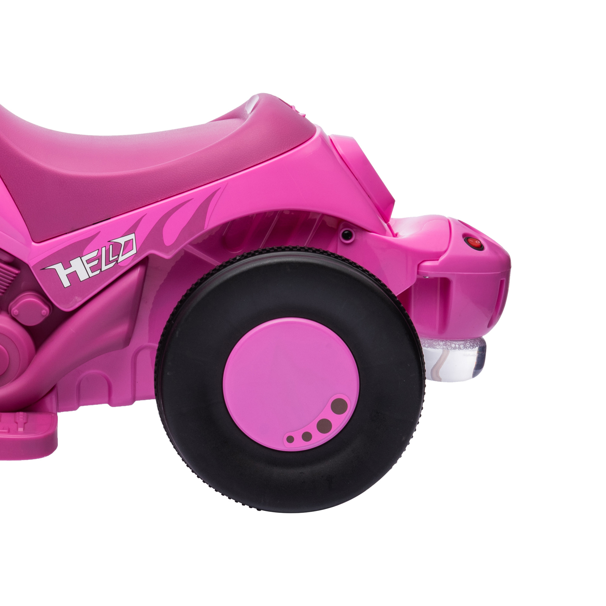 Moto électrique enfant chopper 6V env. 3Km/h 3 roues effets lumineux sonores fonction bulles rose