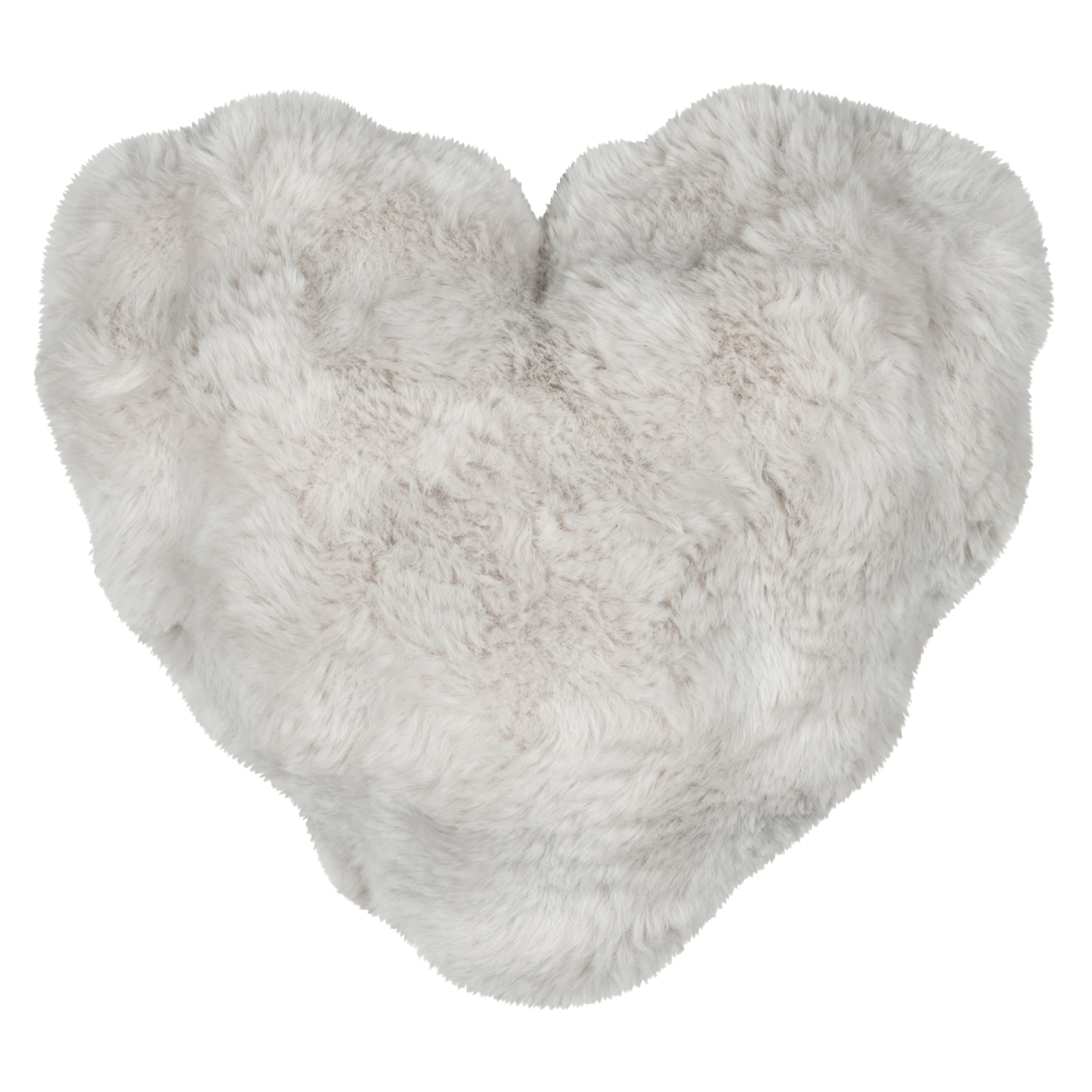 Coussin décoratif cœur imitation fourrure - Ecru