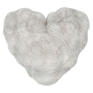 Coussin décoratif cœur imitation fourrure - Ecru