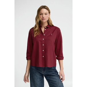 Camicia cotolino vinaccia dal fit ampio con ricamo Rigby Go