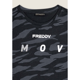 T-shirt camouflage con maniche ad aletta