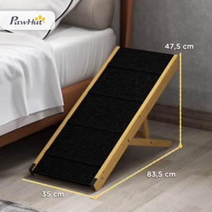 Rampe pour chien et chat - escalier pour chien pliable réglable en hauteur 24-47,5 cm - bois polyester noir