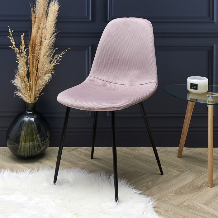 Chaise Velours Cotele Giulia Rose