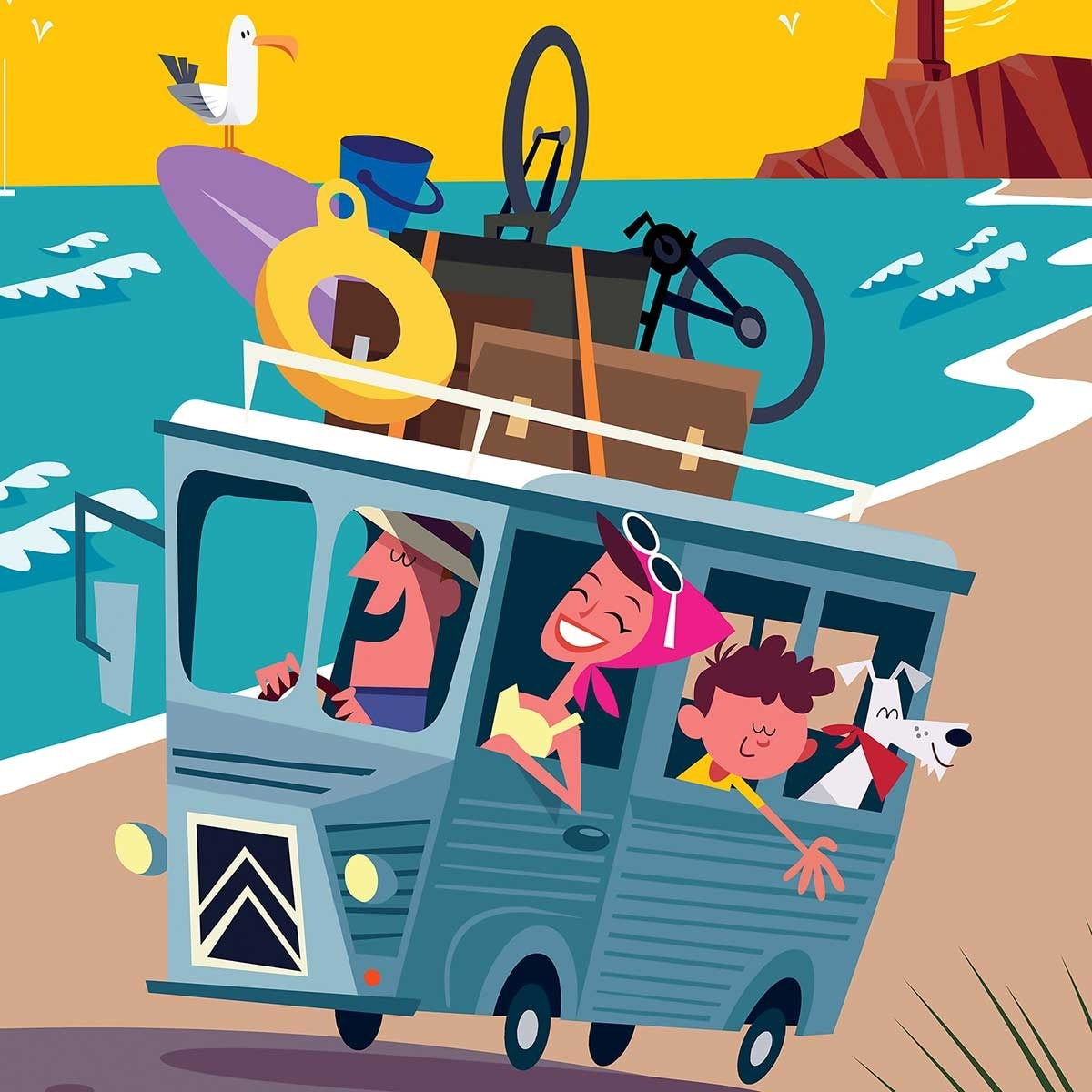 Affiche Perros Guirec Affiche + cadre en bois - Chêne