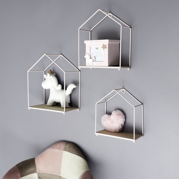 Etagere Maison Filaire Rose X3