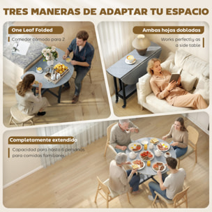 Mesa Plegable de Comedor para 2-4 Personas, Mesa de Cocina Plegable con Ruedas, Alas Abatibles, Estante Abierto, para Salón, 100x100x75 cm, Gris Cemento