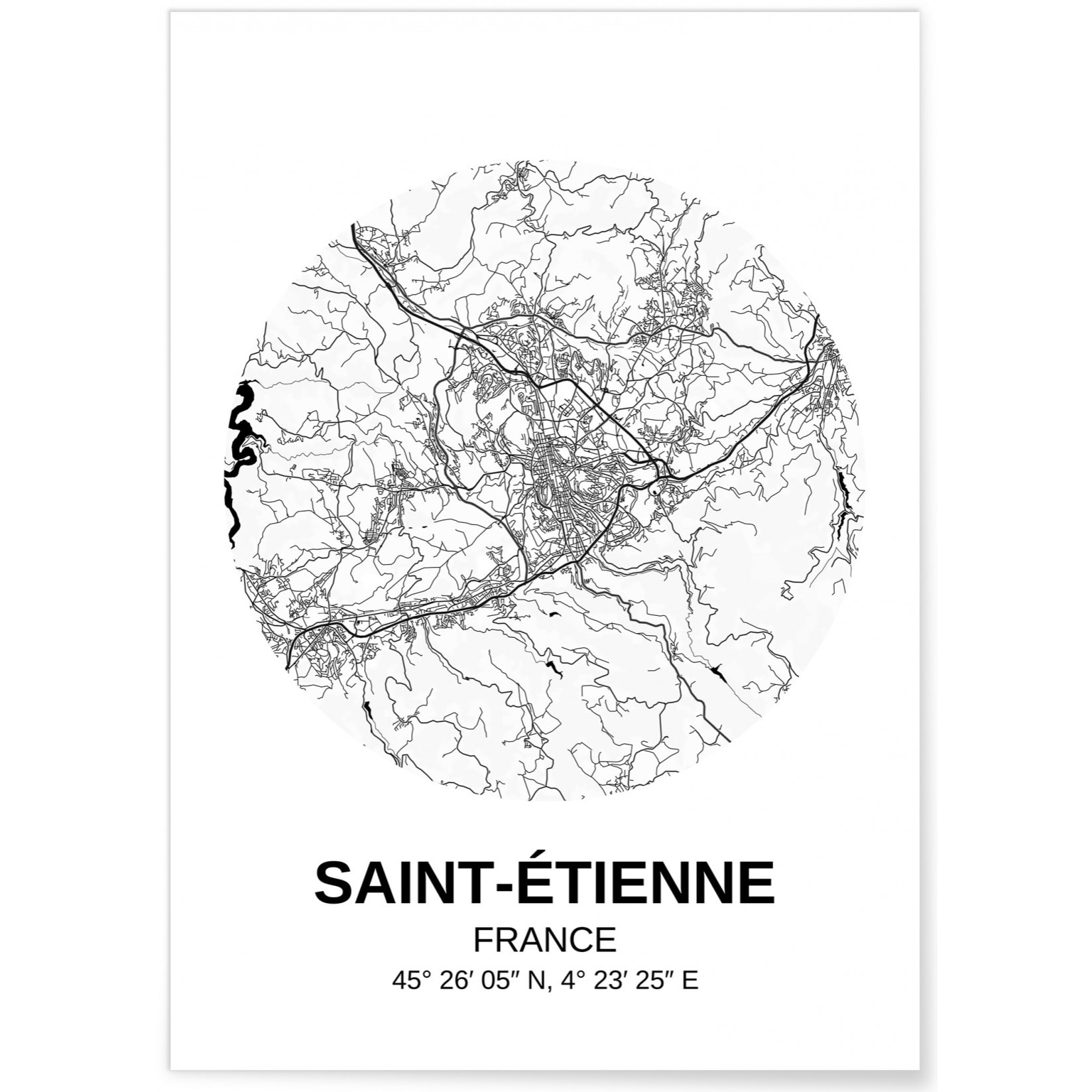 Affiche Carte Saint-Etienne