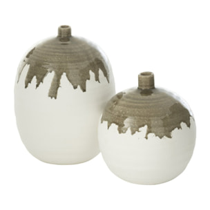 J-Line vase Olea Bouteille - vert olive/blanc - small