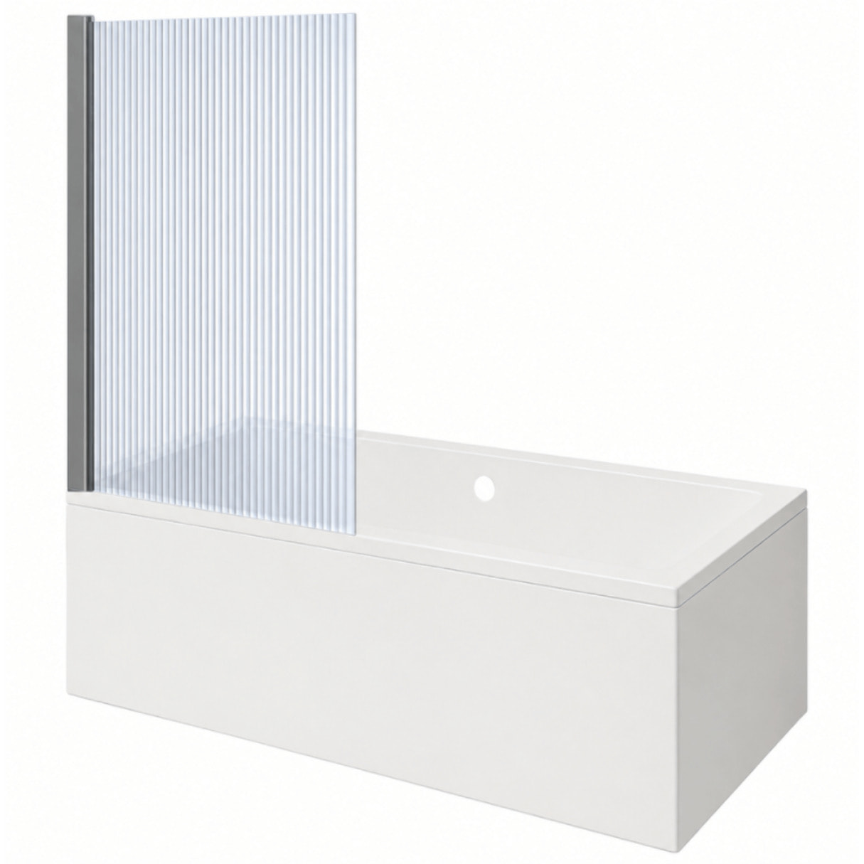 Baignoire rectangulaire Neon 180x80cm + Pare bain gauche AURYS Raywall chromé profilé gauche