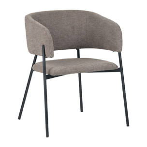 Set Da 4, Poltrona Brigitte Tessuto Tortora Gambe Nere per soggiorno, cucina e arredo bar