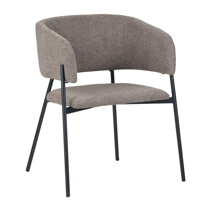 Set Da 4, Poltrona Brigitte Tessuto Tortora Gambe Nere per soggiorno, cucina e arredo bar