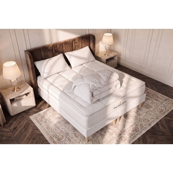 Pack George V + Sommier Tapissier multi-lattes cm d'épaisseur - Matelas à Ressorts ensachés et mémoire de forme de 28cm d'épaisseur
