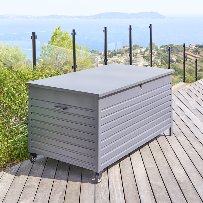 Coffre de rangement "Menango" graphite 195 x 96 x 108 cm en aluminum traité époxy