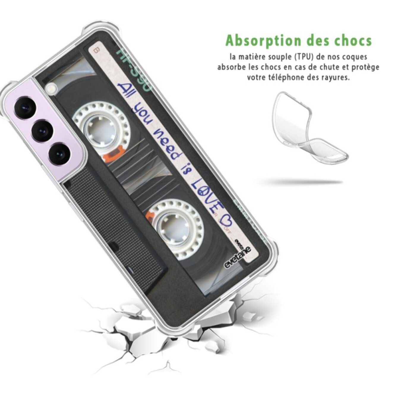 Coque Samsung Galaxy S21 FE Silicone antichocs Solides coins renforcés Protection Housse transparente Cassette Evetane