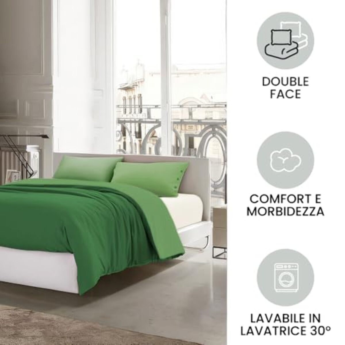 Intrecci Parure Copripiumino Bicolore 100% Cotone 255x240 , Matrimoniale