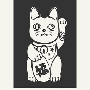 Affiche enfant manekineko  Affiche + cadre en bois - Noir