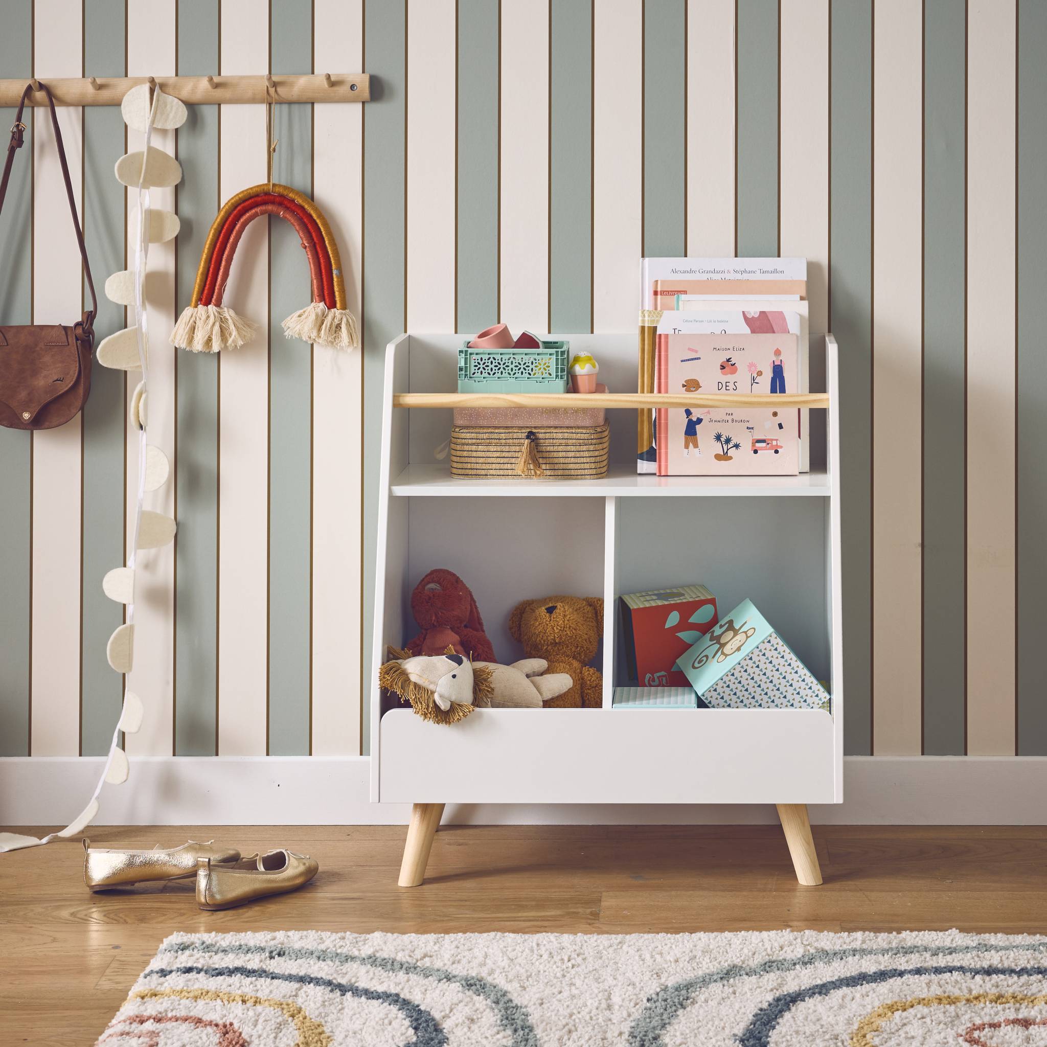 Meuble de rangement enfant. blanc. 2 compartiments