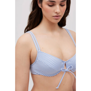 Set bikini snellente testurizzato a righe blu
