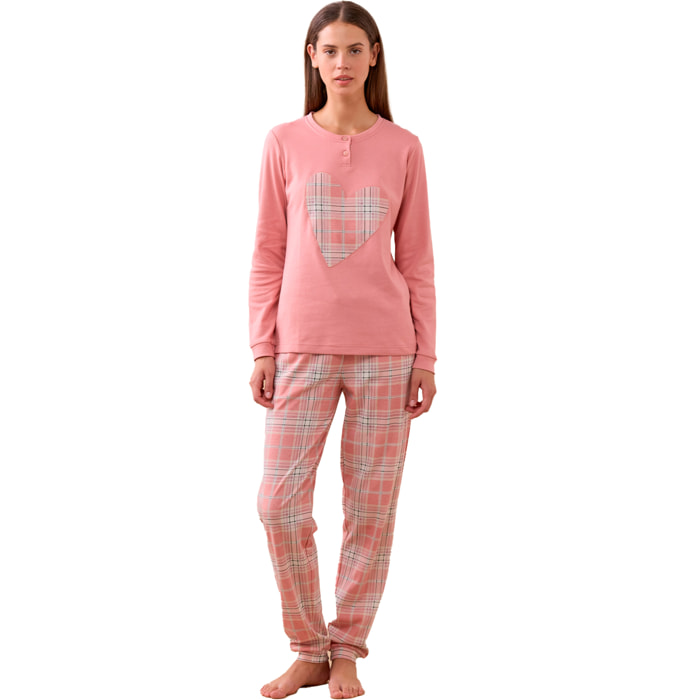 Pigiama donna herat paris in caldo cotone con collo a due bottoni Noidinotte