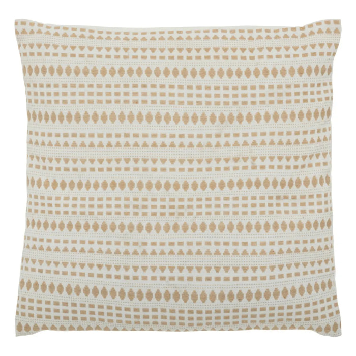 Coussin motifs jacquard "Micah" 38x38cm beige lin