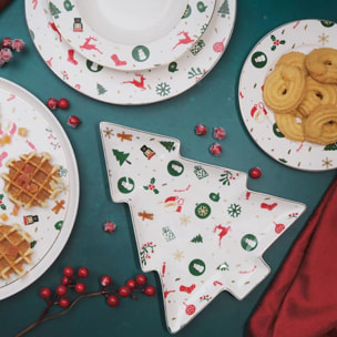 Piatto a forma di albero Fantasia del Natale in new bone china