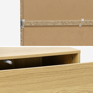 Etagère, bibliothèque modulable décor bois 3 éléments - 3 tiroirs 8 niches KOMPO