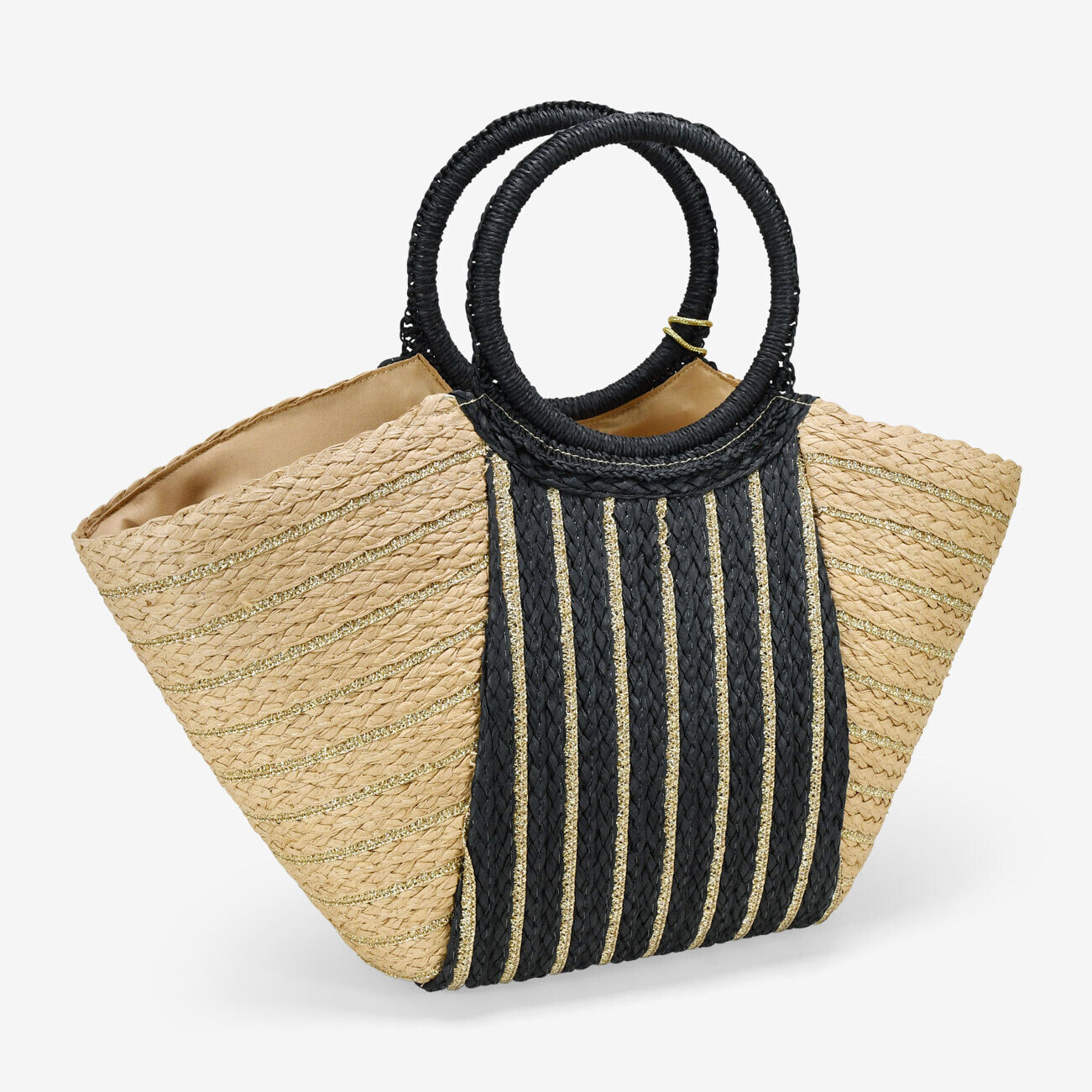 Bolso de mano rafia negra