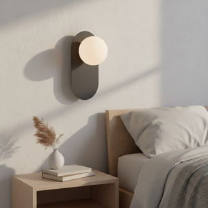 Lampada da parete Viva in acciaio nero e vetro opaco