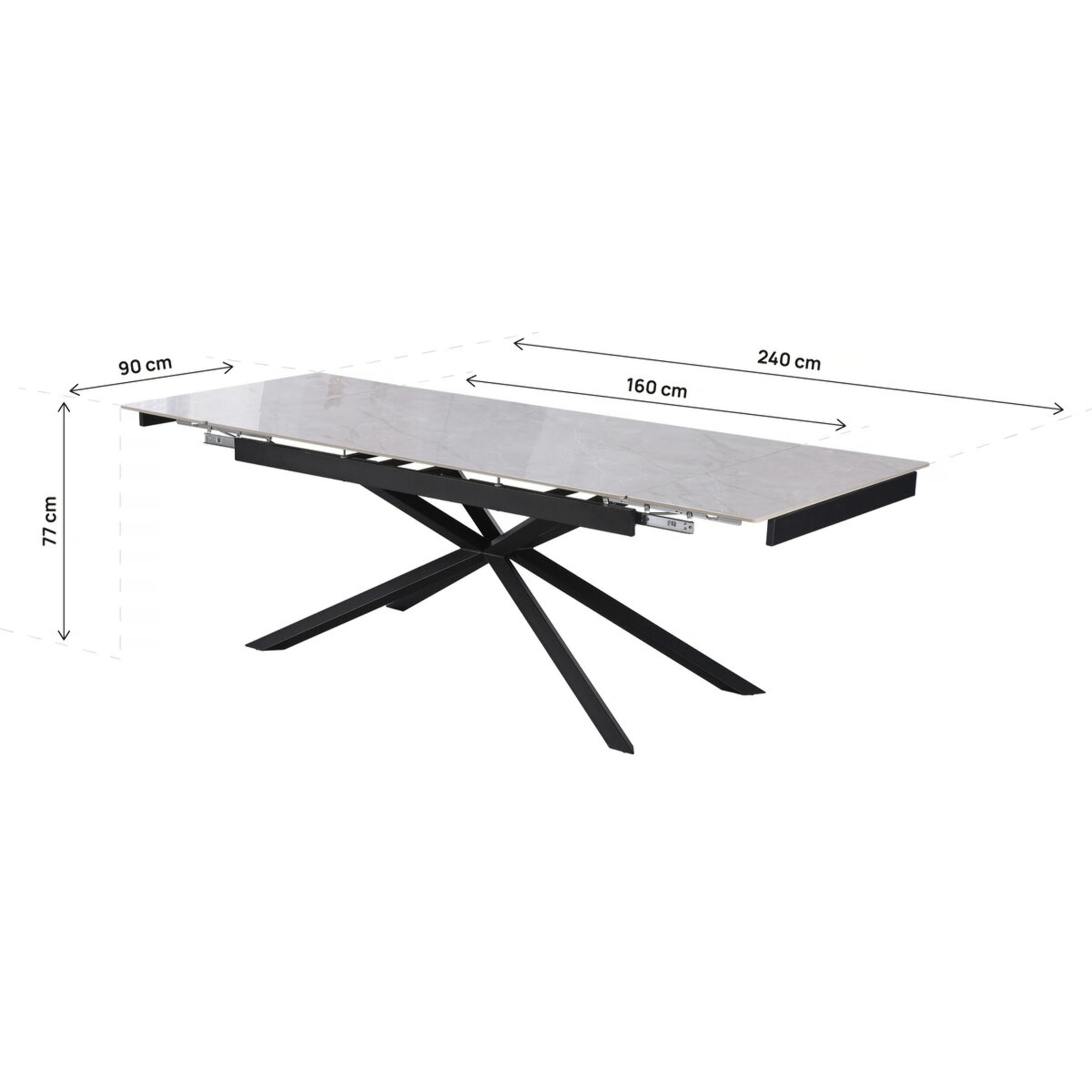 Table à manger extensible en céramique 6 à 10 personnes "Celeste" - Gris marbré