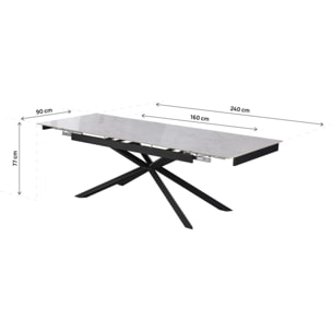 Table à manger extensible en céramique 6 à 10 personnes "Celeste" - Gris marbré