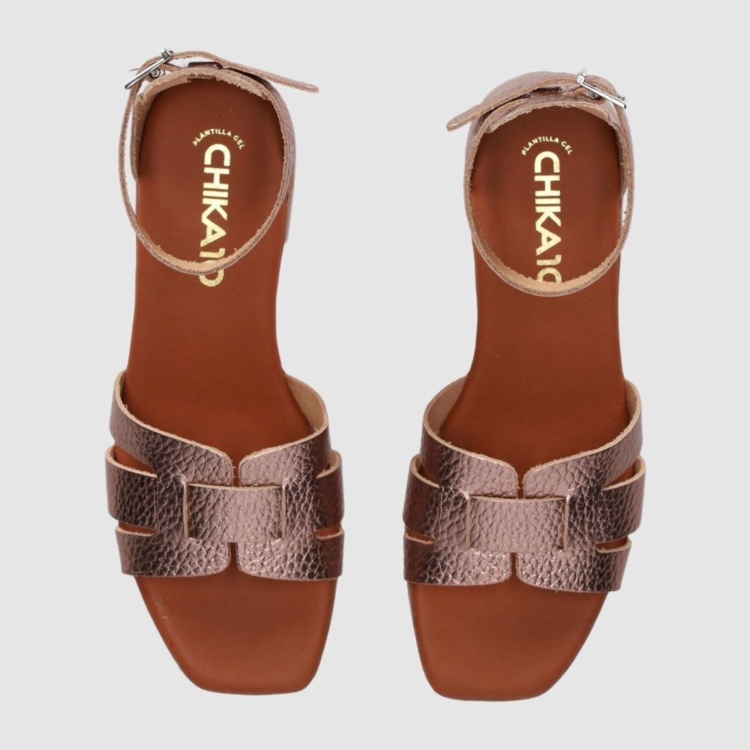 Sandalias de Piel - Bronce - Tacón: 3 cm