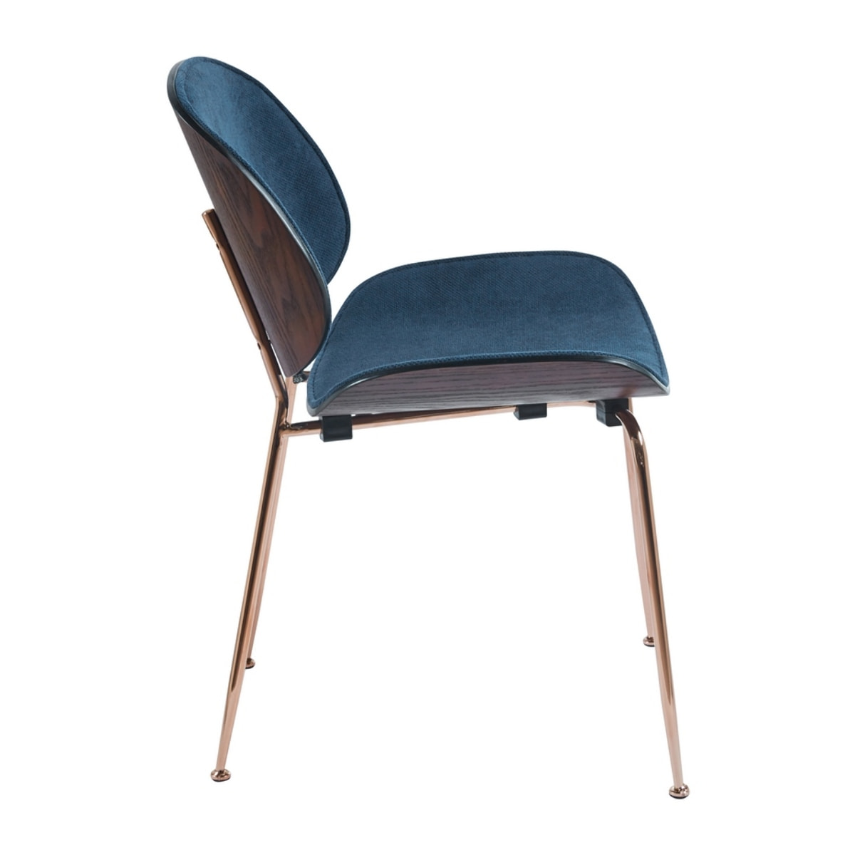 Set da 4 sedie eleganti in tessuto blu con struttura color oro rosa - Elizabeth