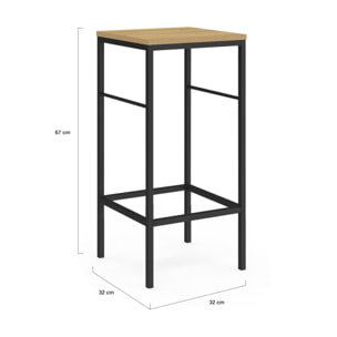 Tabourets de bar Memphis bois pieds métal - lot de 4