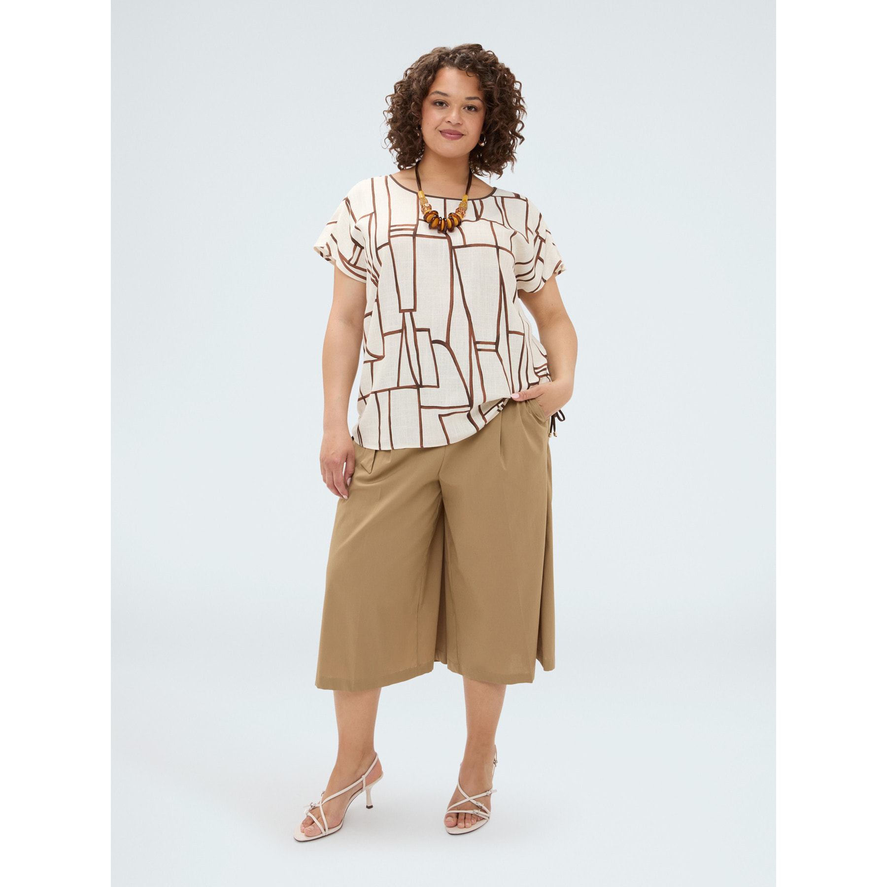Fiorella Rubino - T-shirt con stampa geometrica - Beige